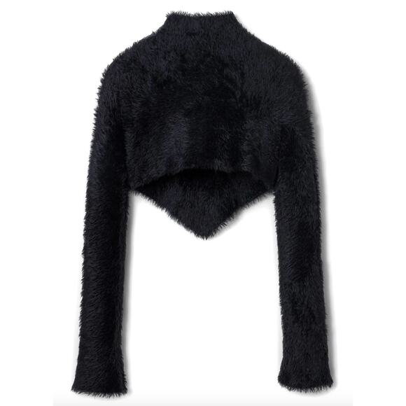 Marc Jacobs Hairy Grunge Pointed Sweater Cropped Black XS NEW Sample - Picture 3 of 9
